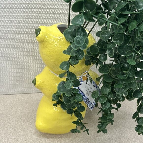 LEMON Ceramic Pottery Bud Vase Figural Yellow 3-D Textured One Design Home - Picture 17 of 17